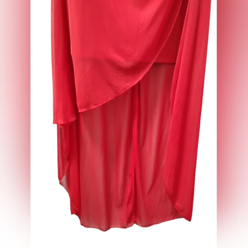 Ruby Rox Red Strapless Asymmetrical Gown with Rhinestone Accent – Women’s M - Picture 8 of 10